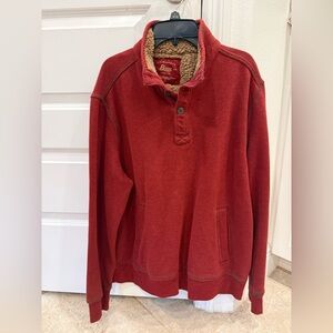 G.H. Bass & Co. Sherpa-Lined Mock Neck Pullover Maroon L outdoor hiking camping